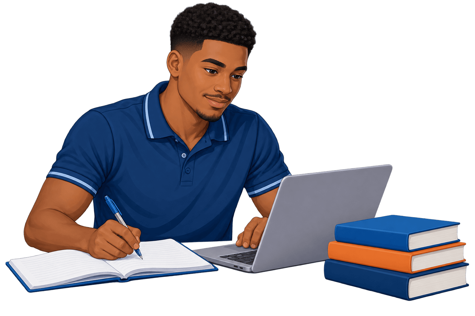 Young adult studying CSEC Mathematics online